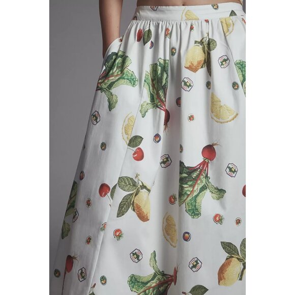 The Jacie Poplin Veggie Garden Printed Midi Skirt by Maeve 1X - Picture 3 of 5